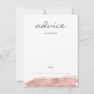 Modern Rose Gold Brushstroke Advice For Bride Card