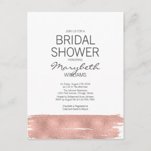 Modern Rose Gold Brushstroke Bridal Shower Card