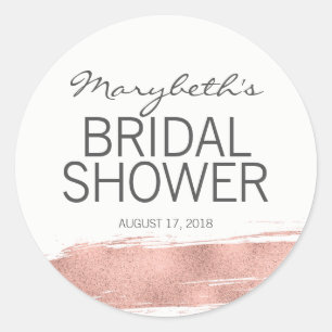 Modern Rose Gold Brushstroke Bridal Shower Sticker