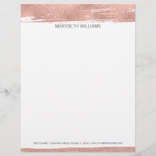 Modern Rose Gold Brushstroke Letterhead Design