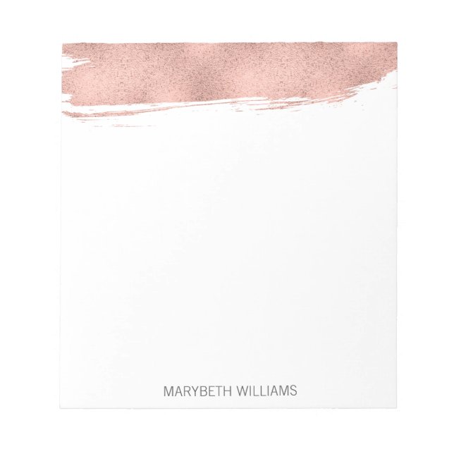 Modern Rose Gold Brushstroke Notepad (Front)