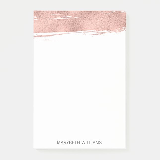 Modern Rose Gold Brushstroke Post-it Notes (Front)