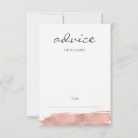 Modern Rose Gold Brushstroke Wedding Advice Card<br><div class="desc">A faux simulated rose gold foil brushstroke design. Personalise the custom text above. You can find additional coordinating items in our "Modern Rose Gold Brushstroke Wedding" collection.</div>