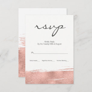Modern Rose Gold Brushstroke Wedding RSVP Card