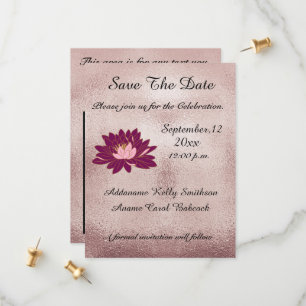 Modern Rose Gold Burgundy Floral Elegant Save The Date