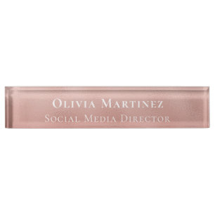Modern Rose Gold Business Professional Monogram Nameplate