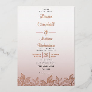 Modern Rose Gold Calligraphy The Wedding Of  Foil