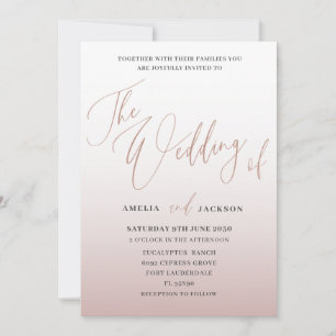Modern Rose Gold Calligraphy The Wedding Of Invitation