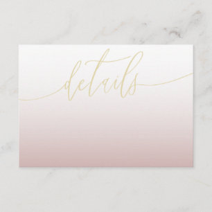 Modern Rose Gold & Calligraphy Wedding Details Enclosure Card