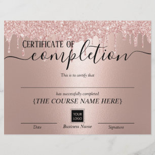 Modern Rose Gold Certificate of Completion Award