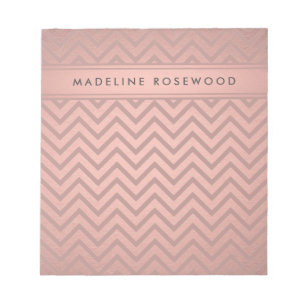 Modern Rose Gold Chevron Pattern Monogrammed Notepad