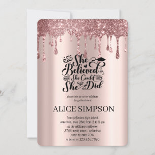 Modern rose gold chic minimalist photo graduation  invitation