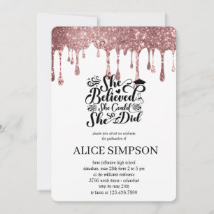 Modern rose gold chic minimalist photo graduation invitation