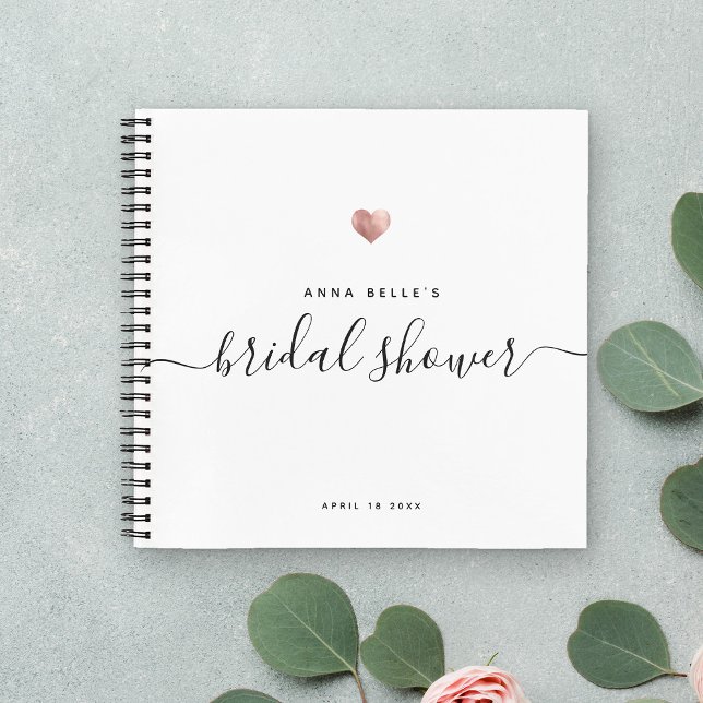 Modern Rose Gold Chic Script Bridal Shower Guest Notebook (Creator Uploaded)