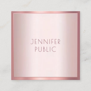 Modern Rose Gold Chic Simple Professional Template Square Business Card