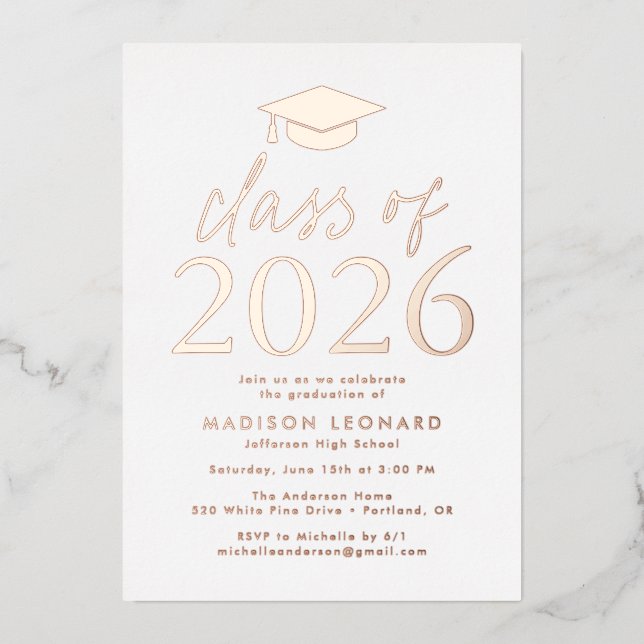 Modern Rose Gold Class of 2025 Graduation Party (Front)