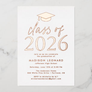 Modern Rose Gold Class of 2026 Graduation Party