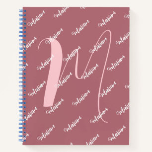 Modern Rose Gold Colour - Initial Name Monogrammed Notebook
