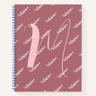 Modern Rose Gold Colour - Initial Name Monogrammed Notebook