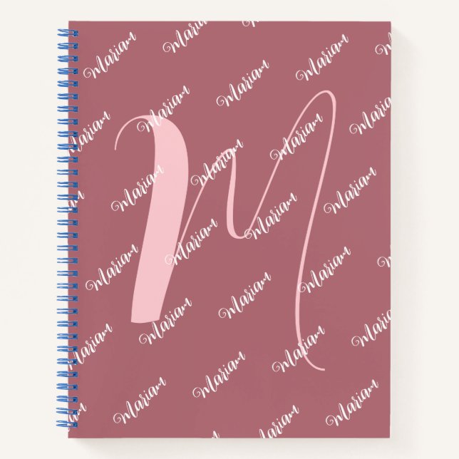 Modern Rose Gold Colour - Initial Name Monogrammed Notebook (Front)