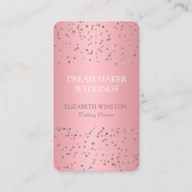 Modern Rose Gold Confetti Professional Business Card (Front)