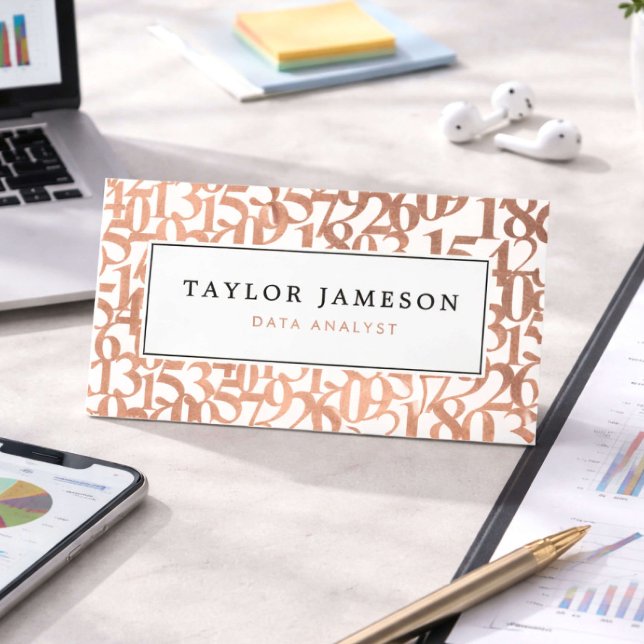 Modern Rose Gold Data Analyst Business Card (Creator Uploaded)