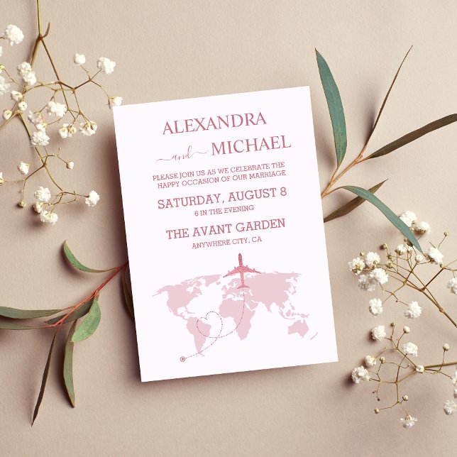 Modern Rose Gold Destination Passport Wedding Invitation (Creator Uploaded)