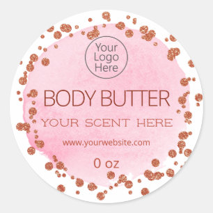 Modern Rose Gold Dots Body Butter Logo Labels