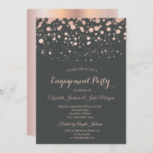 Modern Rose Gold Dots Engagement Invitation