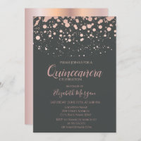 Modern Rose Gold Dots, Grey  Quinceanera