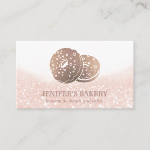 Modern rose gold doughnuts glittery homemade bak business card