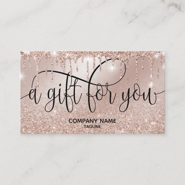 Modern Rose Gold Drips Certificate Gift Card (Front)