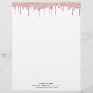 Modern Rose Gold Drips Creative Custom Letterhead