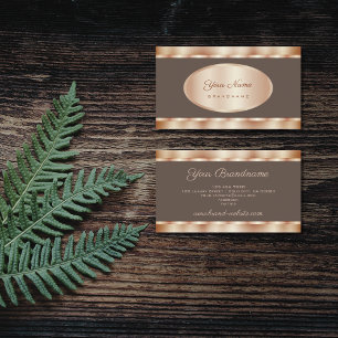Modern Rose Gold Effect Colours with Dark Brown Business Card