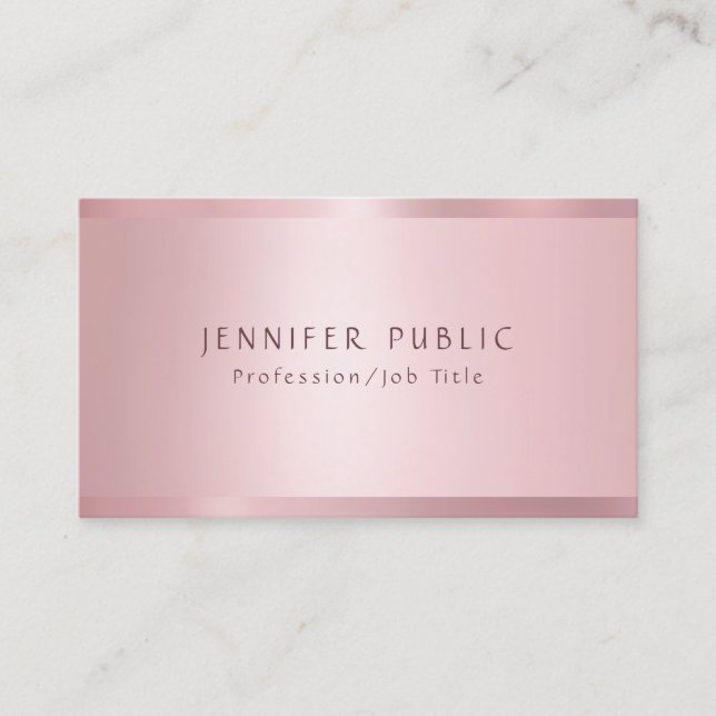 Modern Rose Gold Elegant Template Professional Business Card (Front)