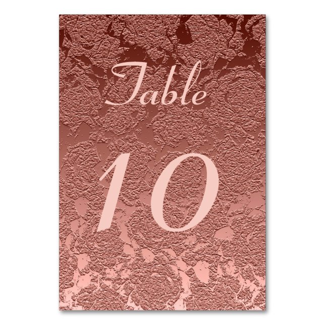 Modern Rose Gold Elegant Wedding Table Number (Front)