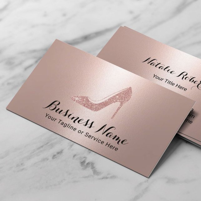 Modern Rose Gold Fashion High Heels Boutique Business Card (Creator Uploaded)