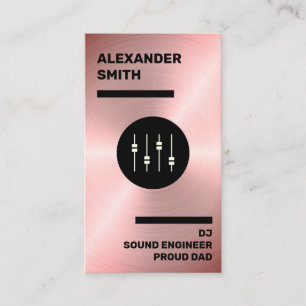 Modern Rose Gold Faux DJ, Sound Engineer and Dad Business Card