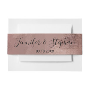 Modern Rose Gold Faux Foil Triangle Belly Band Invitation Belly Band