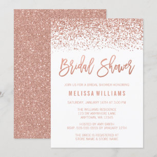Modern Rose Gold Faux Glitter Bridal Shower Invitation