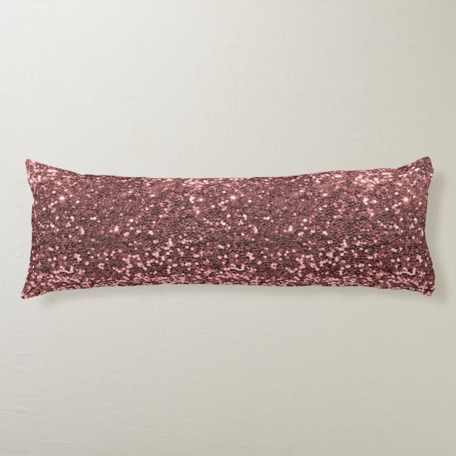 Modern Rose Gold Faux Glitter Pink Print Body Cushion (Front)