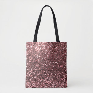 Modern Rose Gold Faux Glitter Pink Print Tote Bag