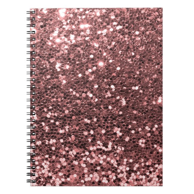 Modern Rose Gold Faux Glitter Print Notebook (Front)