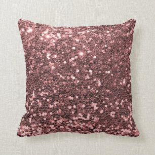 Modern Rose Gold Faux Glitter Shine Print Cushion