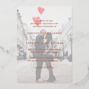 Modern Rose Gold Faux Vellum Photo Wedding