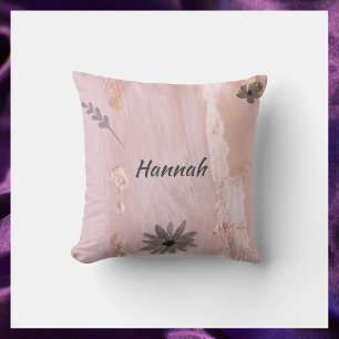 Modern Rose Gold Floral Cushion
