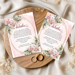 Modern Rose Gold Floral Greenery Details Card