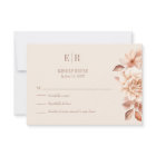 Modern Rose Gold Floral Monogram Wedding RSVP Card