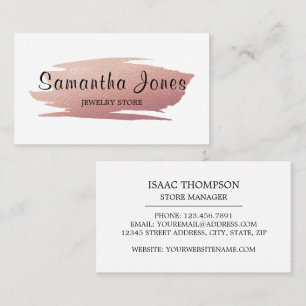 Modern Rose Gold Foil Brushstroke, Jeweler Business Card