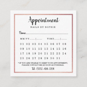 Modern Rose Gold Foil Calendar Appointment Cards